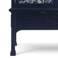Chippendale Style Faux Bamboo Display Cabinet - Fretwork base detail