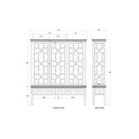Chippendale Style Faux Bamboo Display Cabinet - Dimension drawing