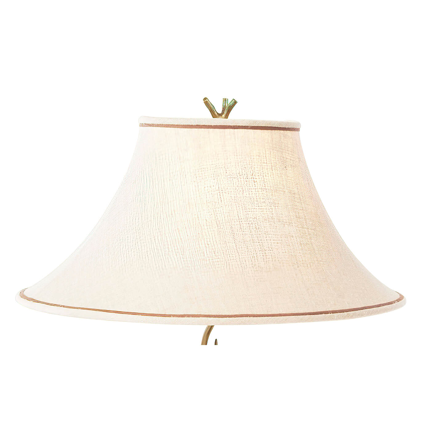 Cream fabric lampshade of brass duck table lamp.