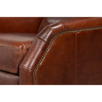 Brown Leather Recliner with Antique Brass Nailheads - additional view