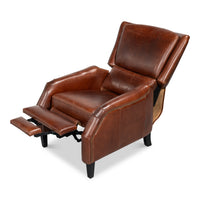 Brown Leather Recliner with Antique Brass Nailheads - additional view