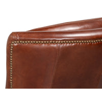 Brown Leather Recliner with Antique Brass Nailheads - additional view
