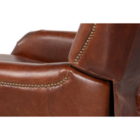 Brown Leather Recliner with Antique Brass Nailheads - additional view