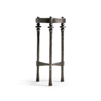 Close-up of table legs designed in brutalist style.