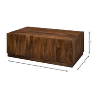 Coffee table with dimensions marked in inches.