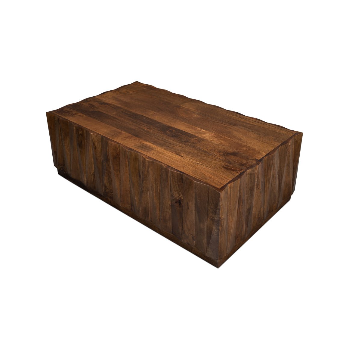 Top view showcasing the wood coffee table surface.