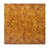 Burl wood end table, top view pattern detail.