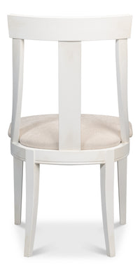 Deco Klismos Dining Chairs in White with Cream Seats, Sets of 2 - view 4