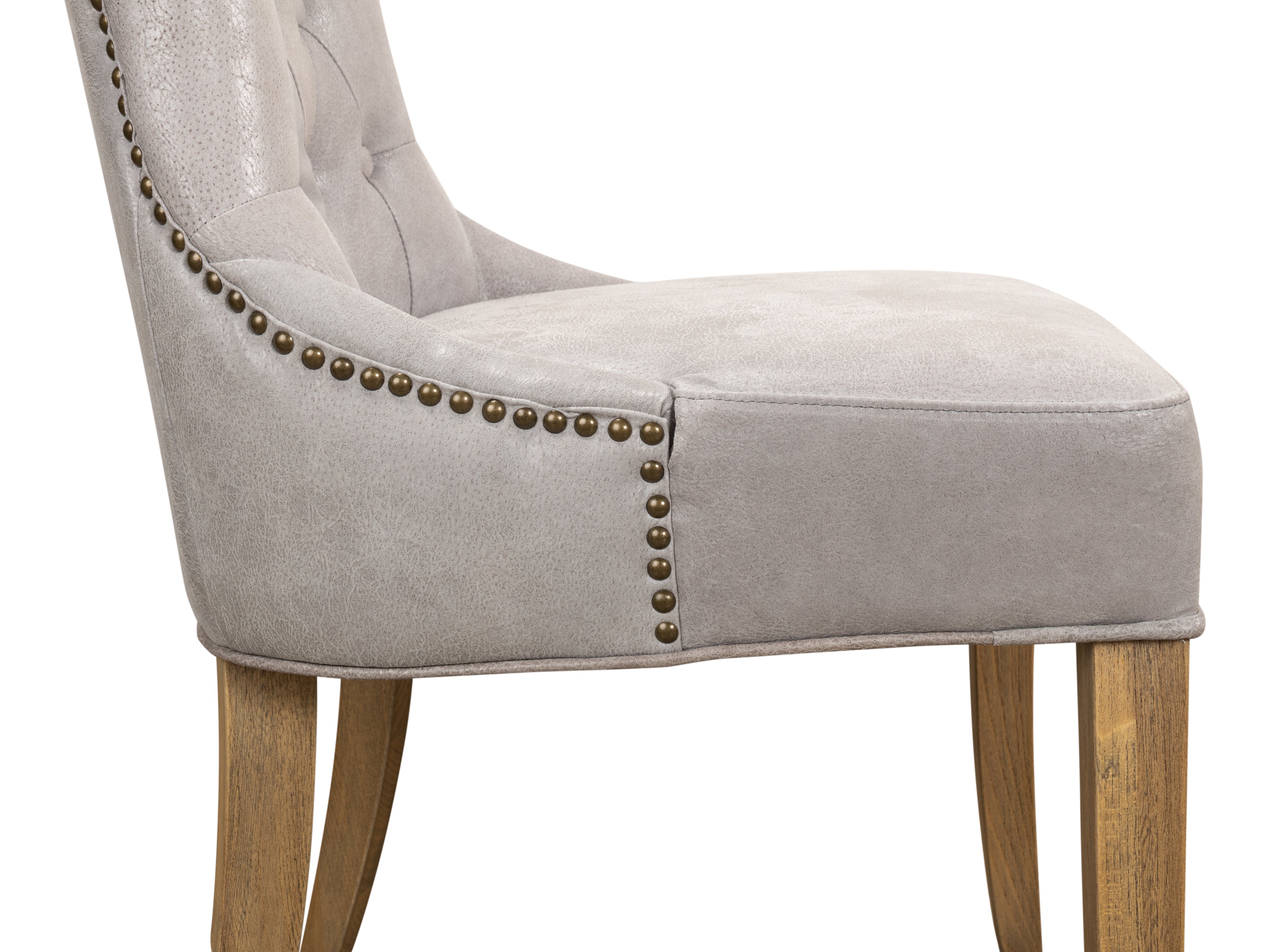Tufted Dining Chairs in Gray Leather, Sets of 2 - view 9