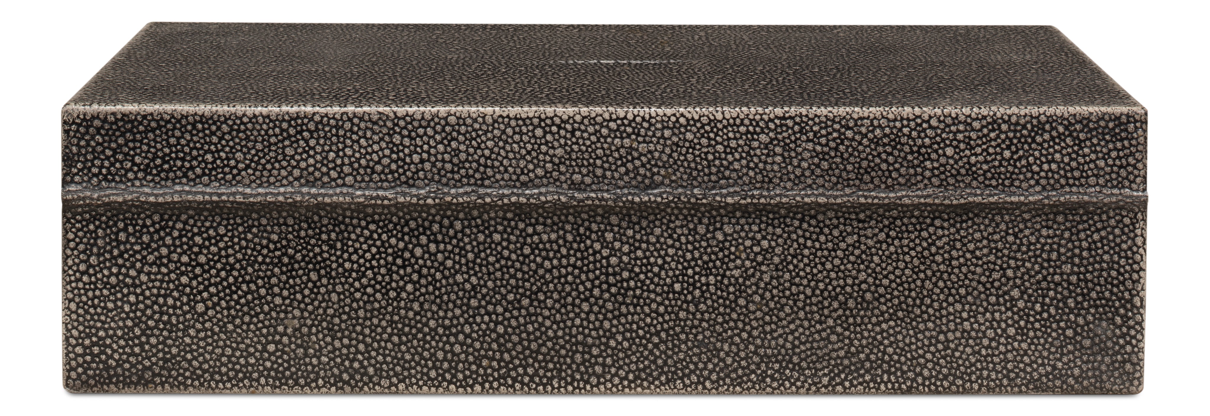 Shagreen Leather Box in Antique Gray, Set of 2