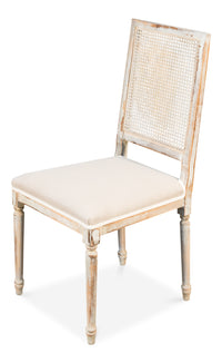 Louis XVI Style Cane Back Dining Chairs, Whitewashed, Sets of 2