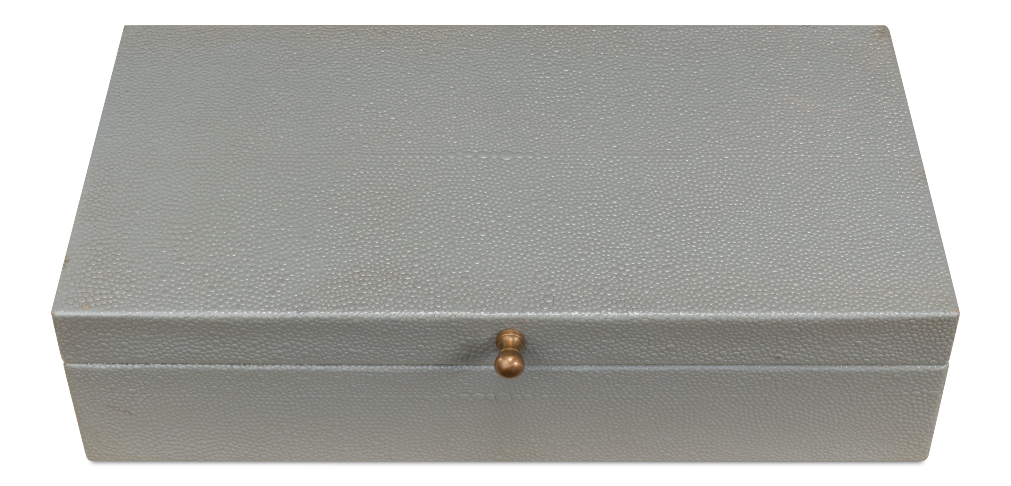 Shagreen Leather Box in Storm Gray, Set of 2