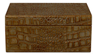 Croc Leather Box in Antique Green, Set of 2