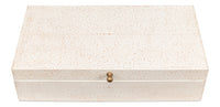 Shagreen Leather Box in Ivory, Set of 2