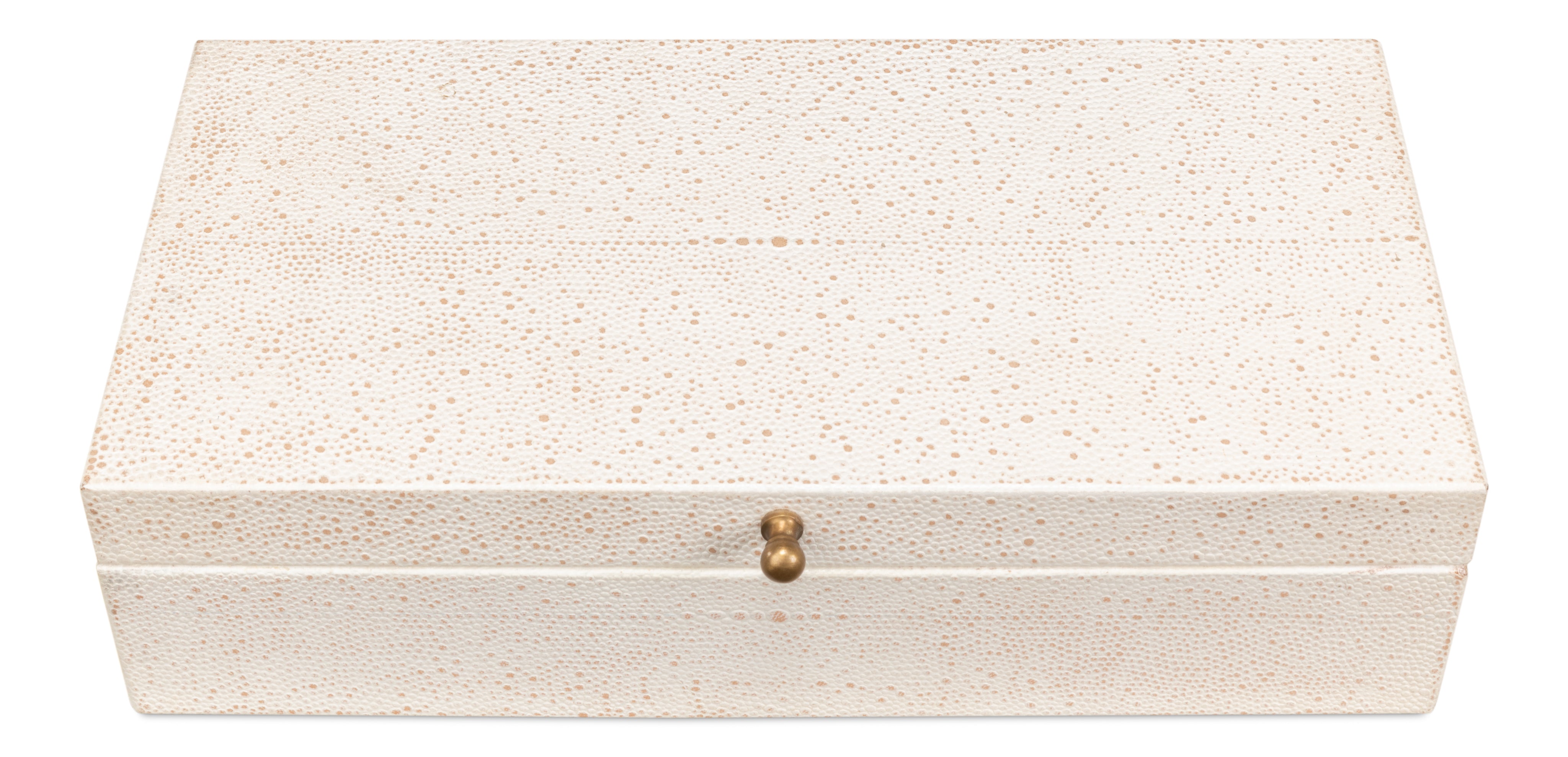 Shagreen Leather Box in Ivory, Set of 2