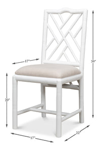 Chinese Chippendale Faux Bamboo Dining Chairs in White, Sets of 2 - view 11