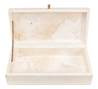 Shagreen Leather Box in Ivory, Set of 2