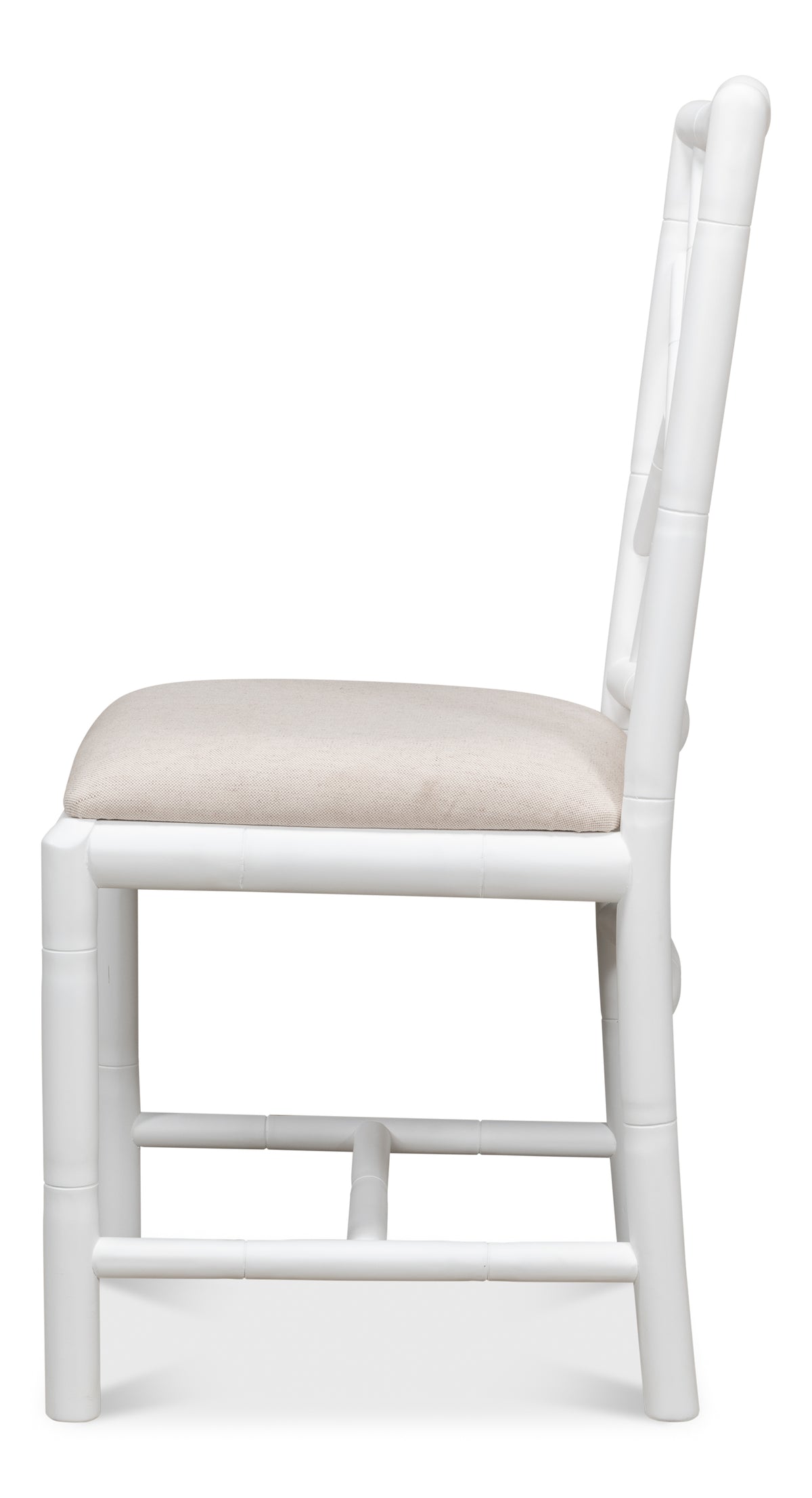 Chinese Chippendale Faux Bamboo Dining Chairs in White, Sets of 2 - view 3
