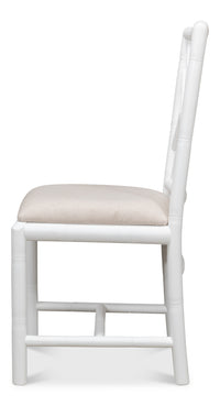 Chinese Chippendale Faux Bamboo Dining Chairs in White, Sets of 2 - view 3