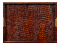 Croc Leather Tray in Cognac