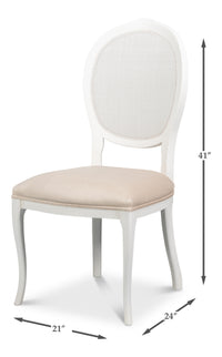 Cane Back Dining Chairs in White with Taupe Velvet, Sets of 2 - view 11