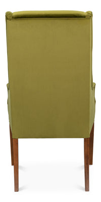 Sloped Arm Green Velvet Dining Chair in Olive, Host Chair - view 4