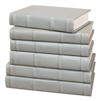 Gray Book Set of 12 in Antiqued Leather and Paper - view 3