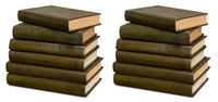 Shagreen Book Set of 12 in Olive Green with Embossed Spines