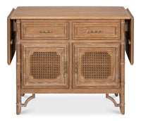 British Colonial Drop Leaf Server with Caned Doors