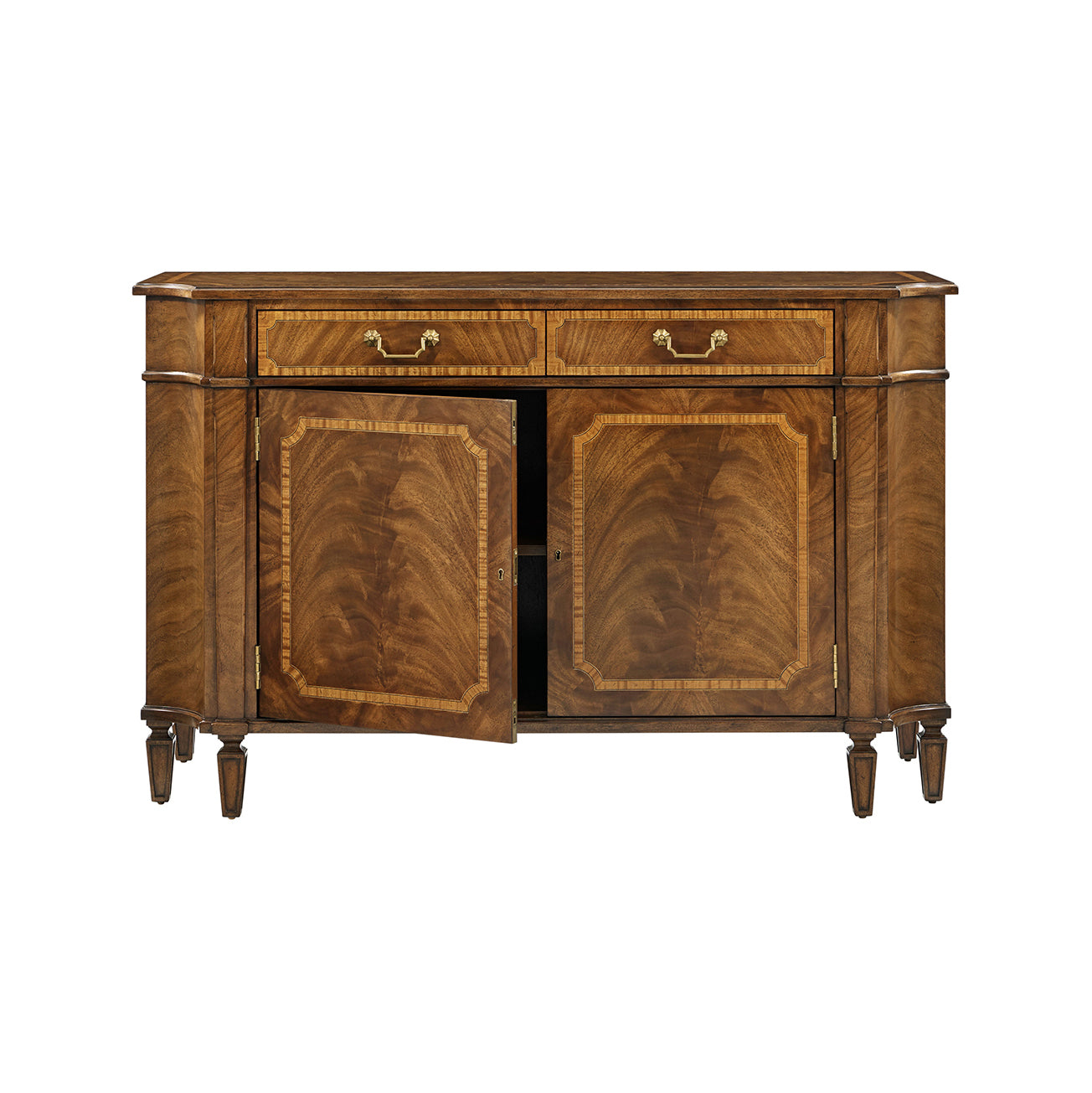 Sideboard with one door open, traditional style.