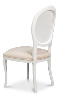 Cane Back Dining Chairs in White with Taupe Velvet, Sets of 2 - view 5
