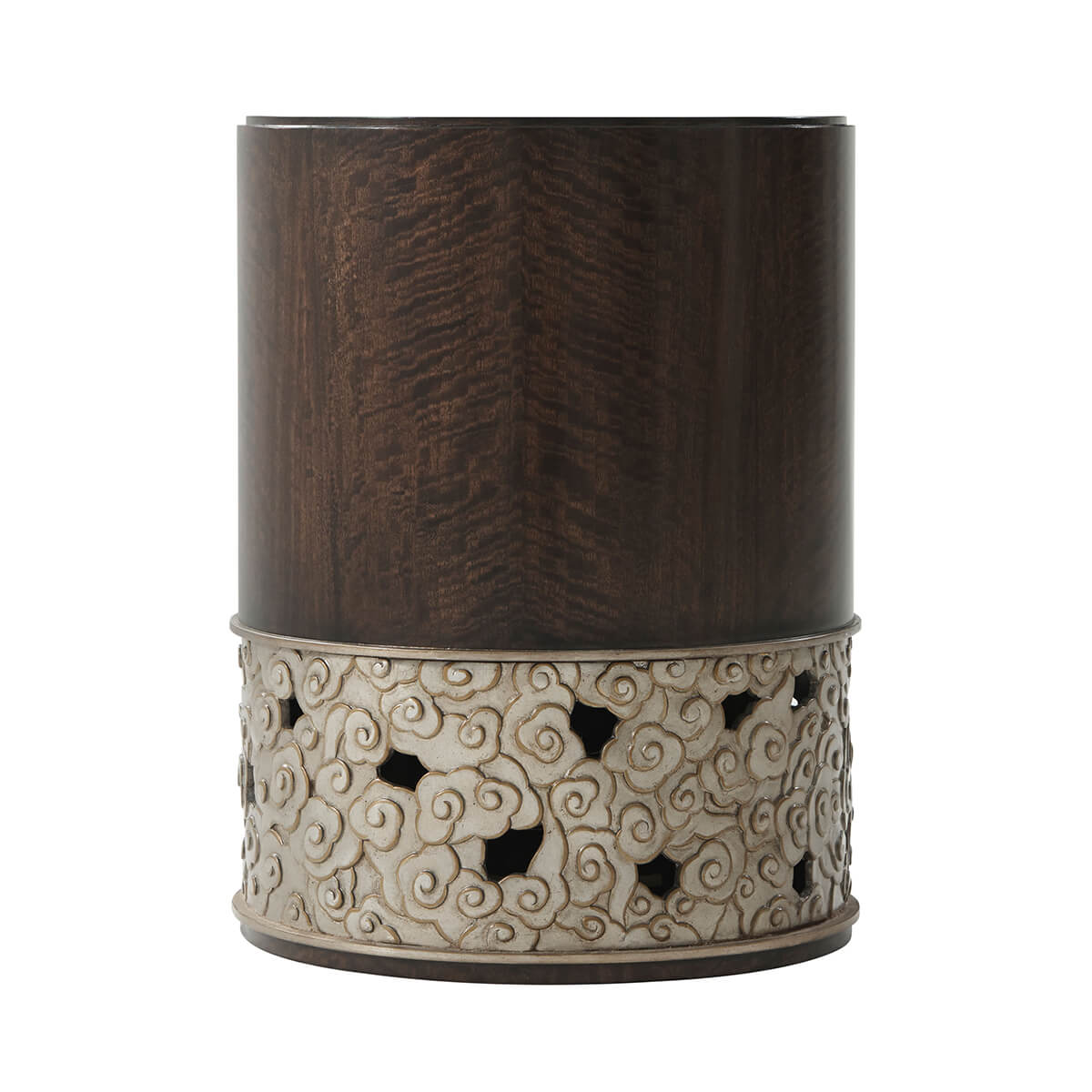 Side view of accent table with detailed base.
