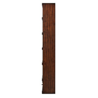 Side profile of tall campaign style bookcase.