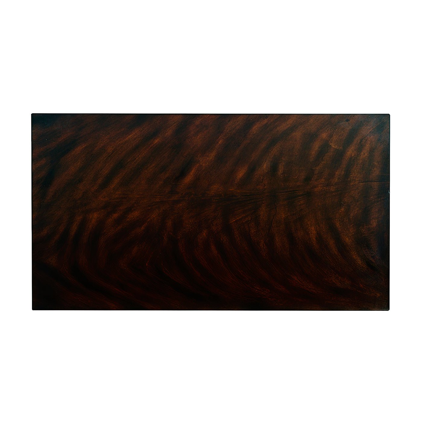 Top view of campaign style mahogany cabinet surface pattern.