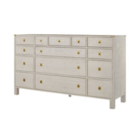 Campaign style white oak dresser, front view, no background.