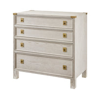 White oak campaign style nightstand, close-up view.