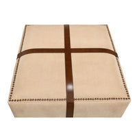 Canvas and Leather Strap Ottoman - English Georgian America