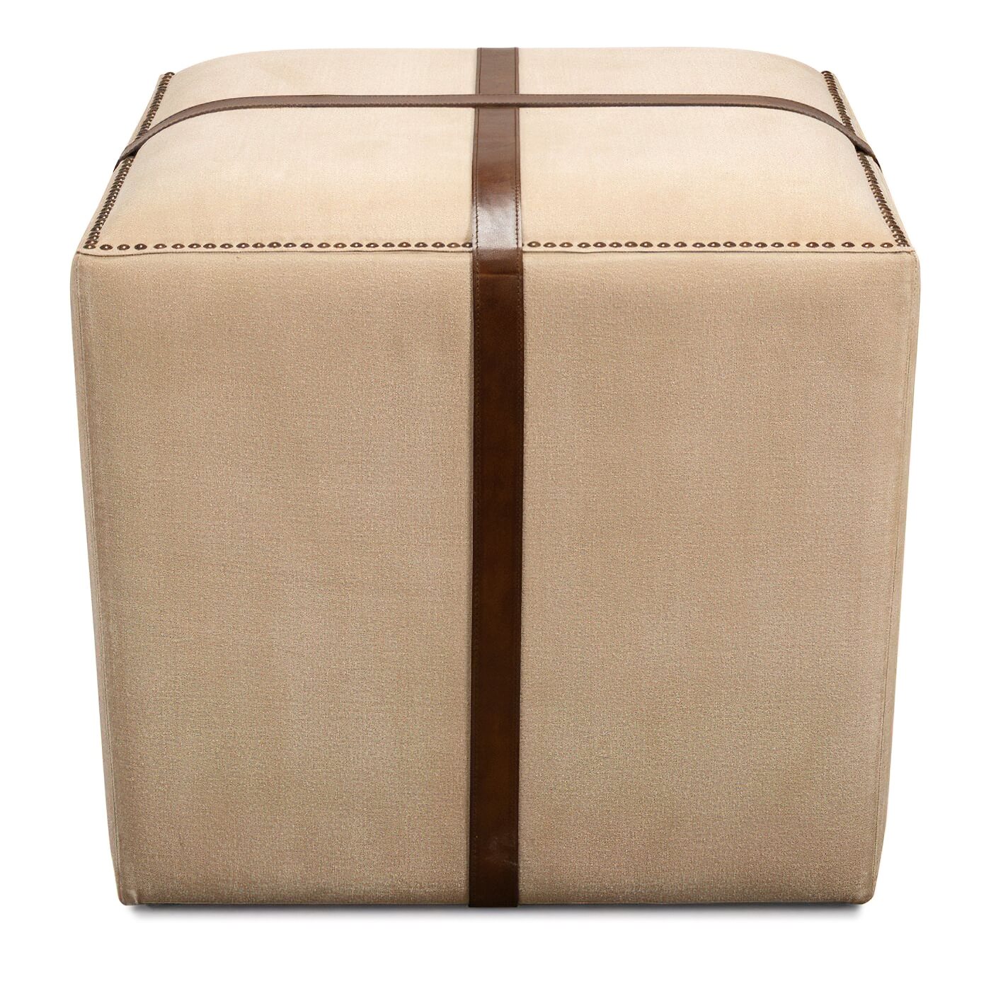 Canvas and Leather Strap Ottoman - English Georgian America