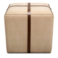 Canvas and Leather Strap Ottoman - English Georgian America