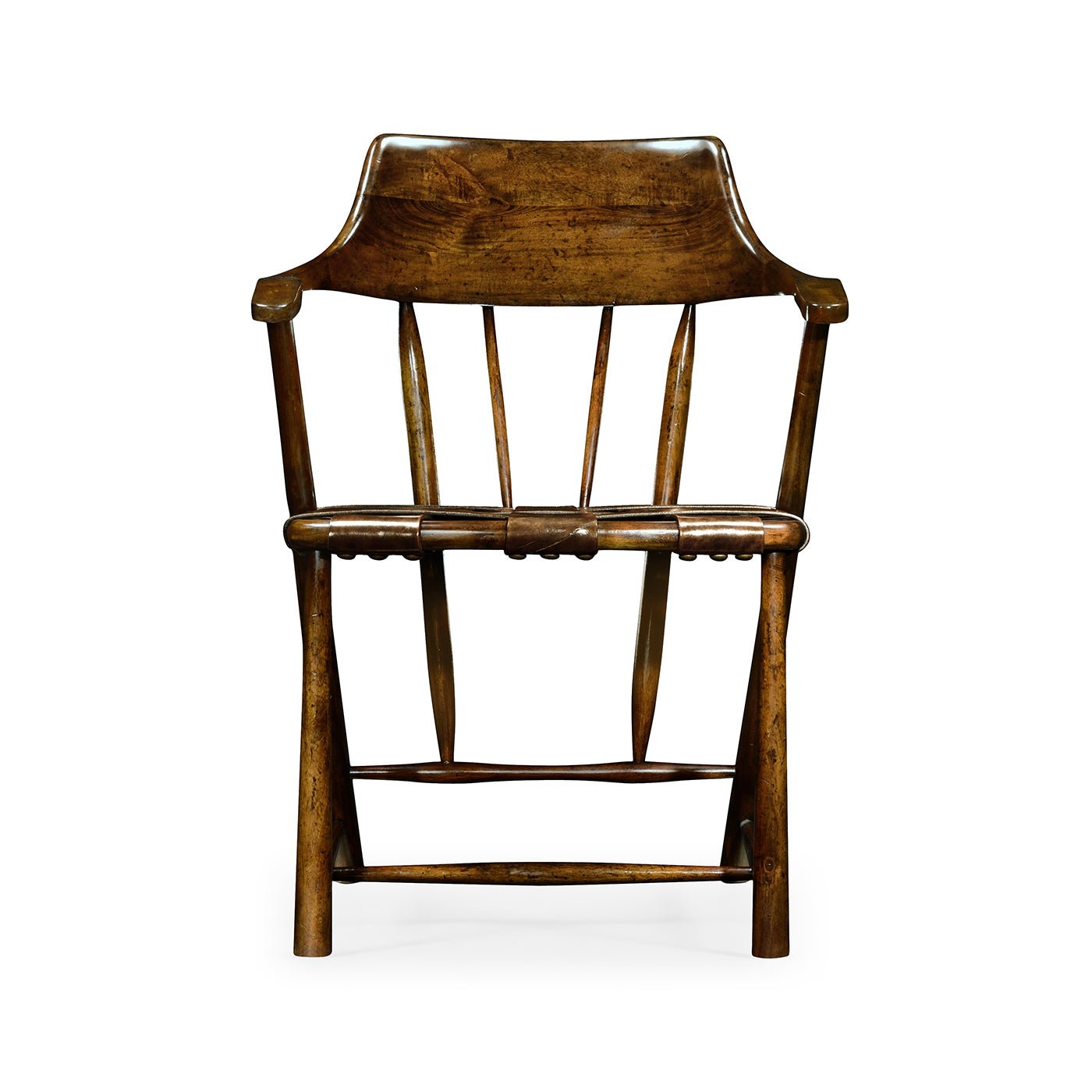 Front view of Captain's Armchair in walnut finish.