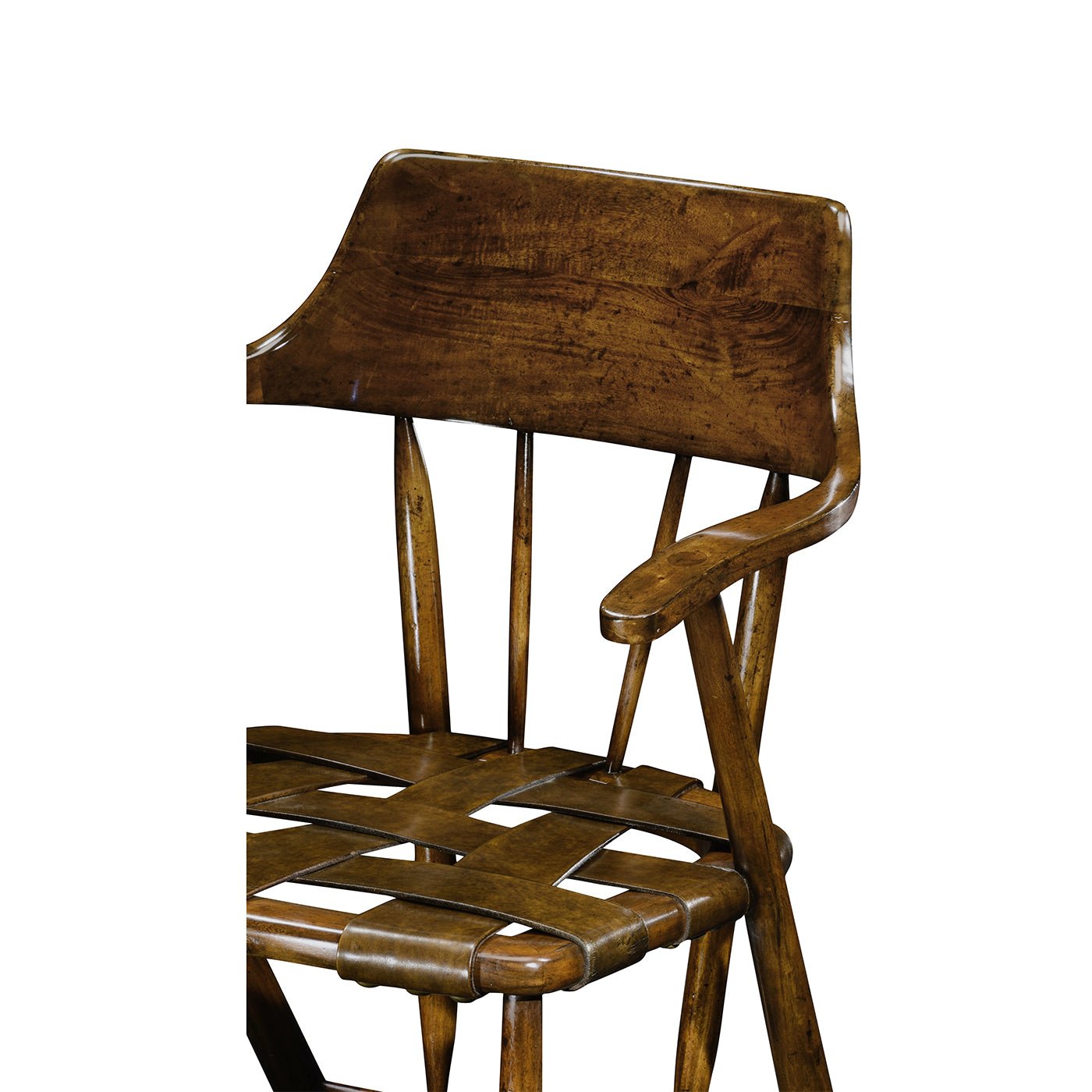 Close-up of Captain's Armchair backrest and seat detail.