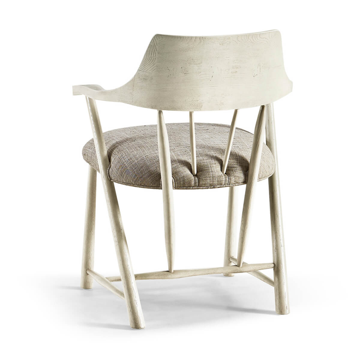 Captain's Armchair, back view, wooden design, zinc white.