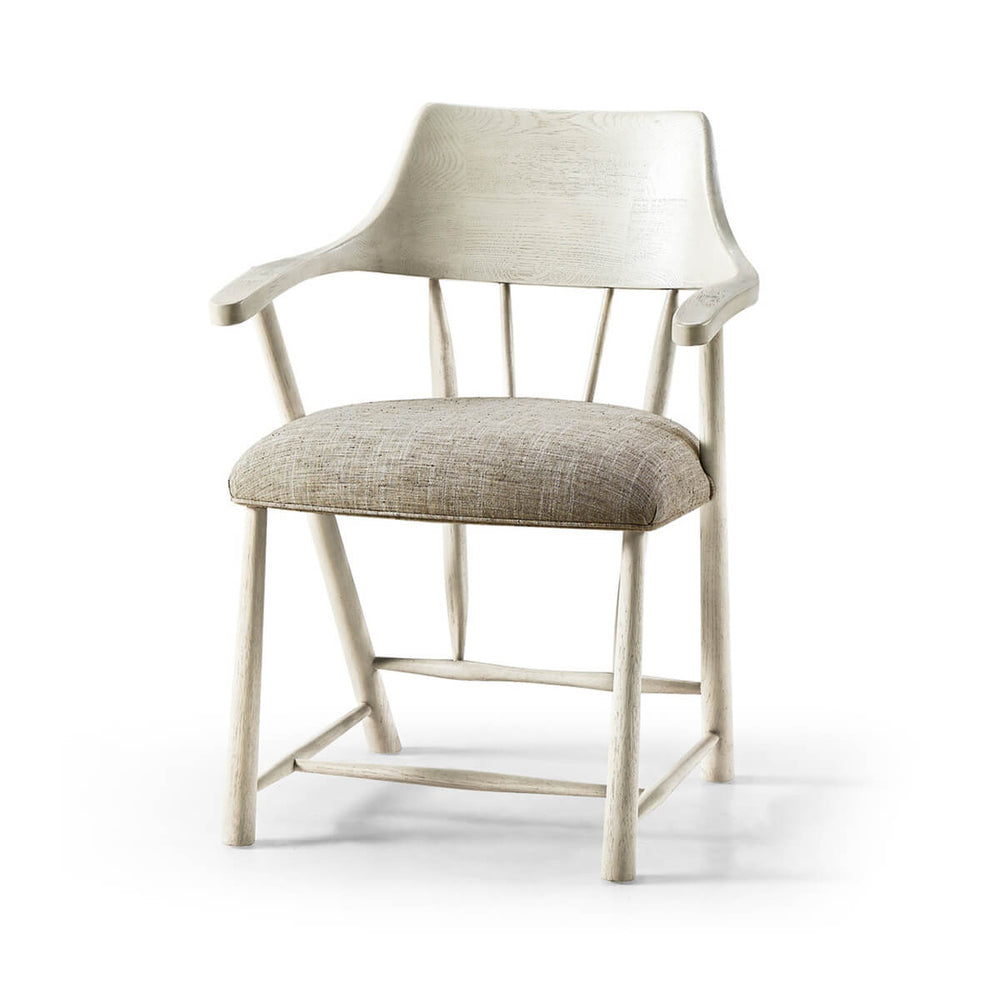 Captain's Armchair, angled view, zinc white finish.