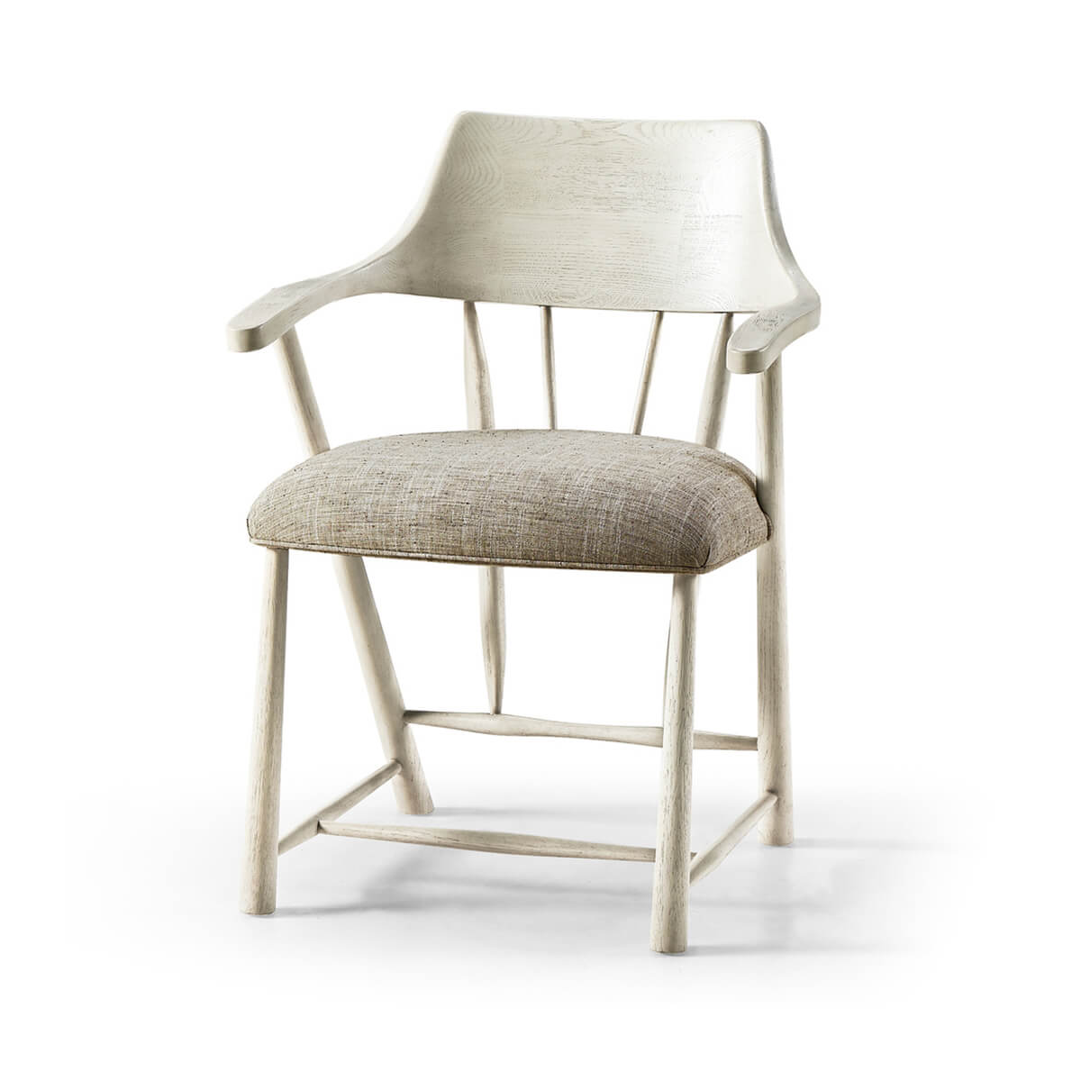 Captain's Armchair, angled view, zinc white finish.