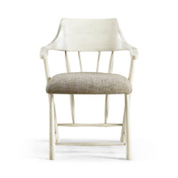 Captain's Armchair, front view, fabric cushion, zinc white.