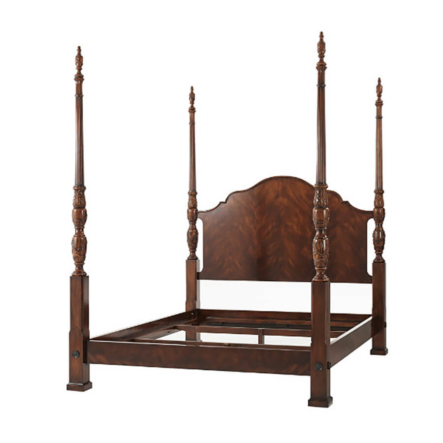 Empty bed frame with four posts.