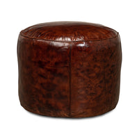 Leather stool from another angle, smooth surface design.