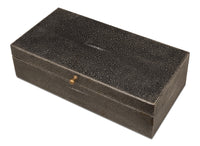 Shagreen Leather Box in Antique Gray, Set of 2