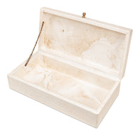 Shagreen Leather Box in Ivory, Set of 2