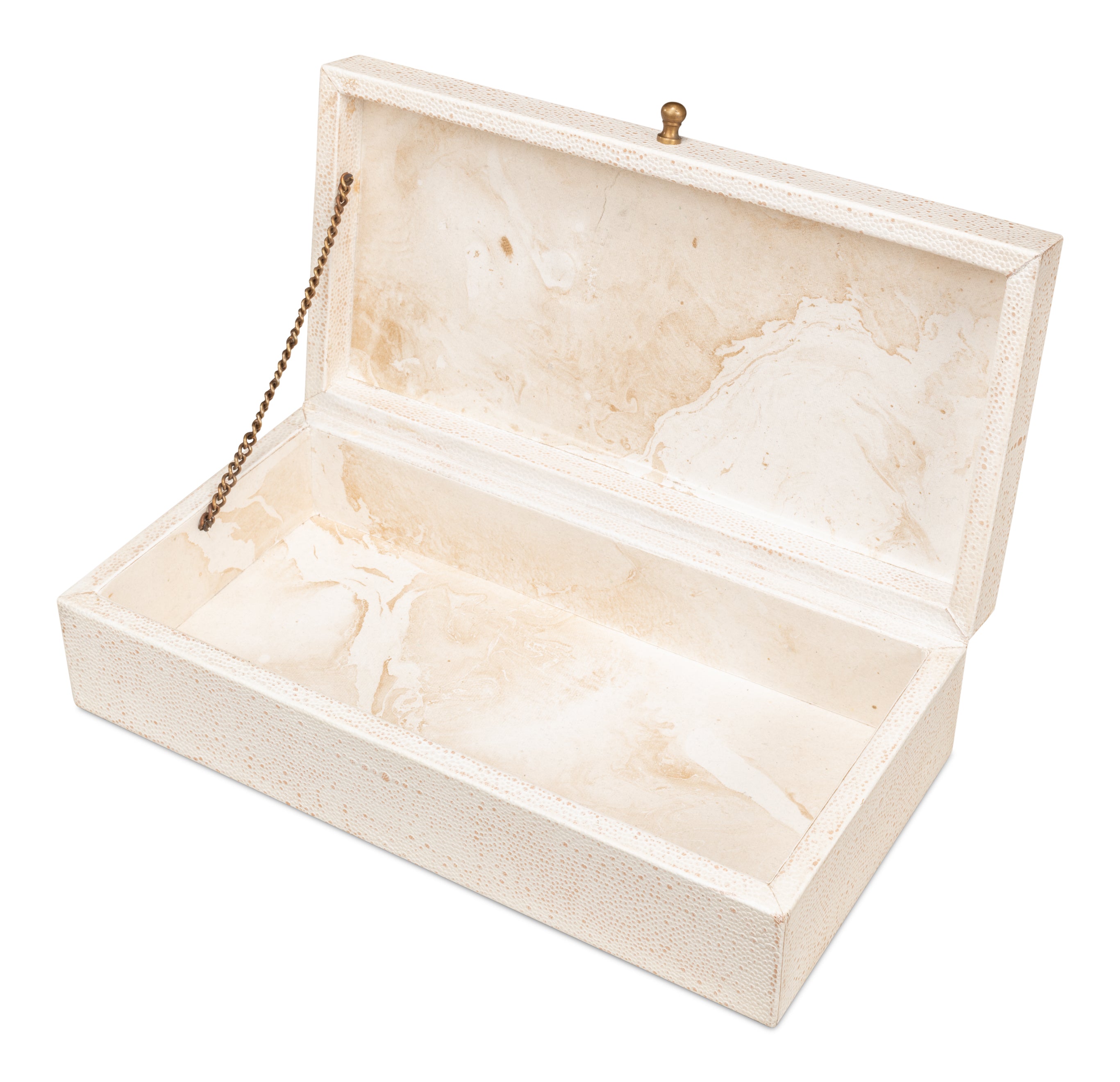 Shagreen Leather Box in Ivory, Set of 2